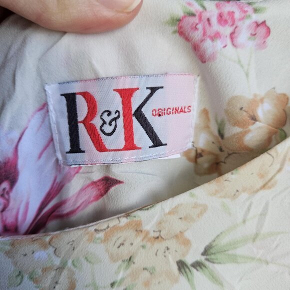Vintage R&K Originals Light Cream Floral Cottage Style Maxi/Flare Dress Size M - Picture 9 of 16